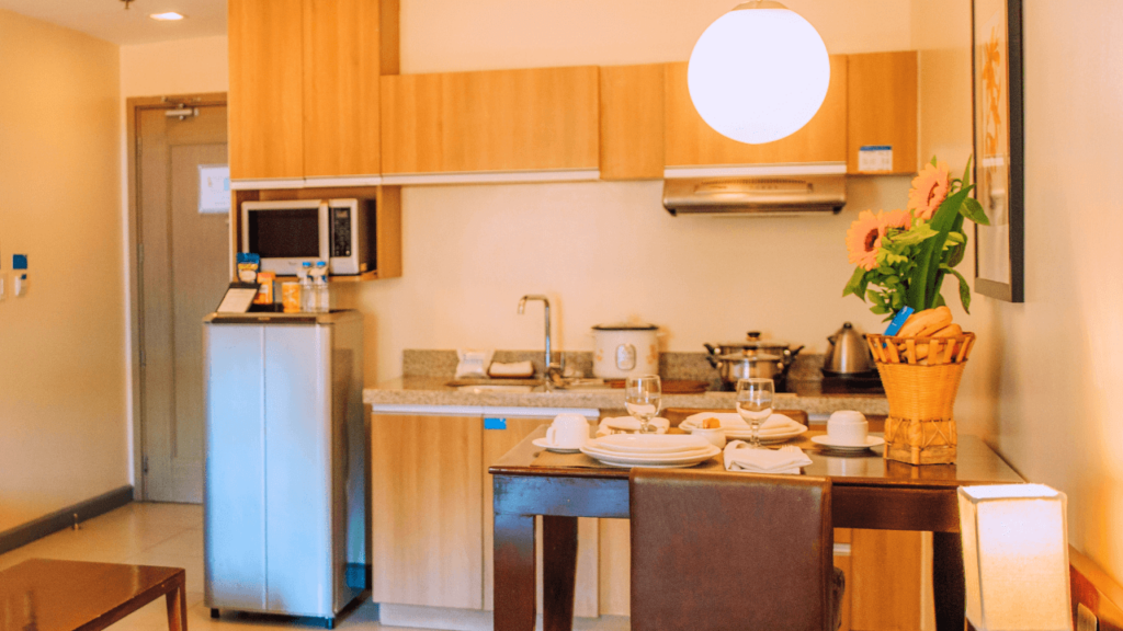 azalea hotels & residences deluxe hotel room kitchenette